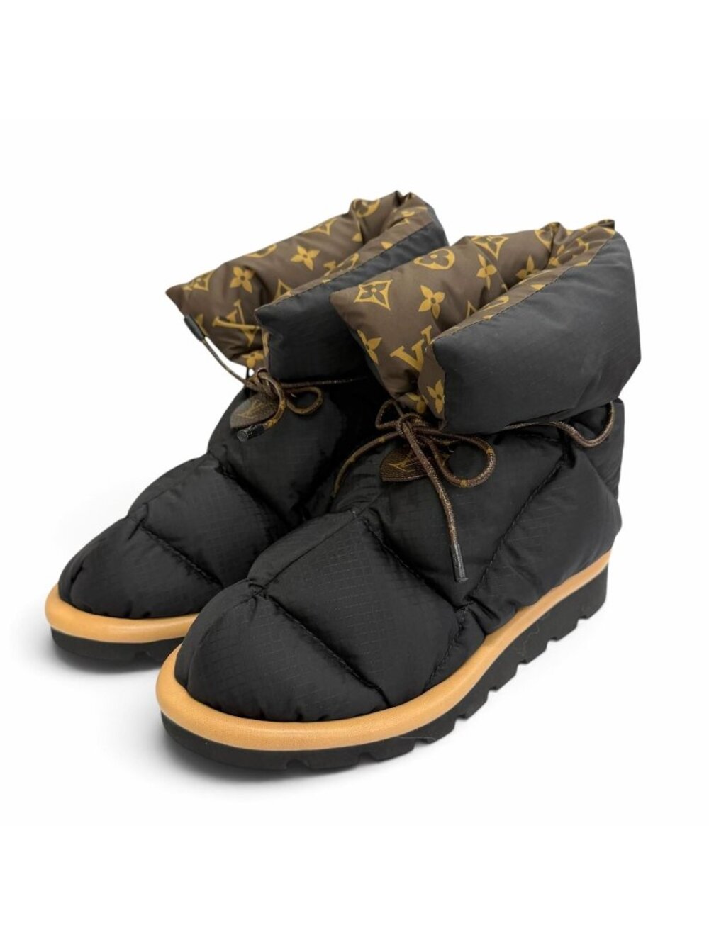 Louis Vuitton Pillow Line Monogram Snow Boots Short Ankle Black